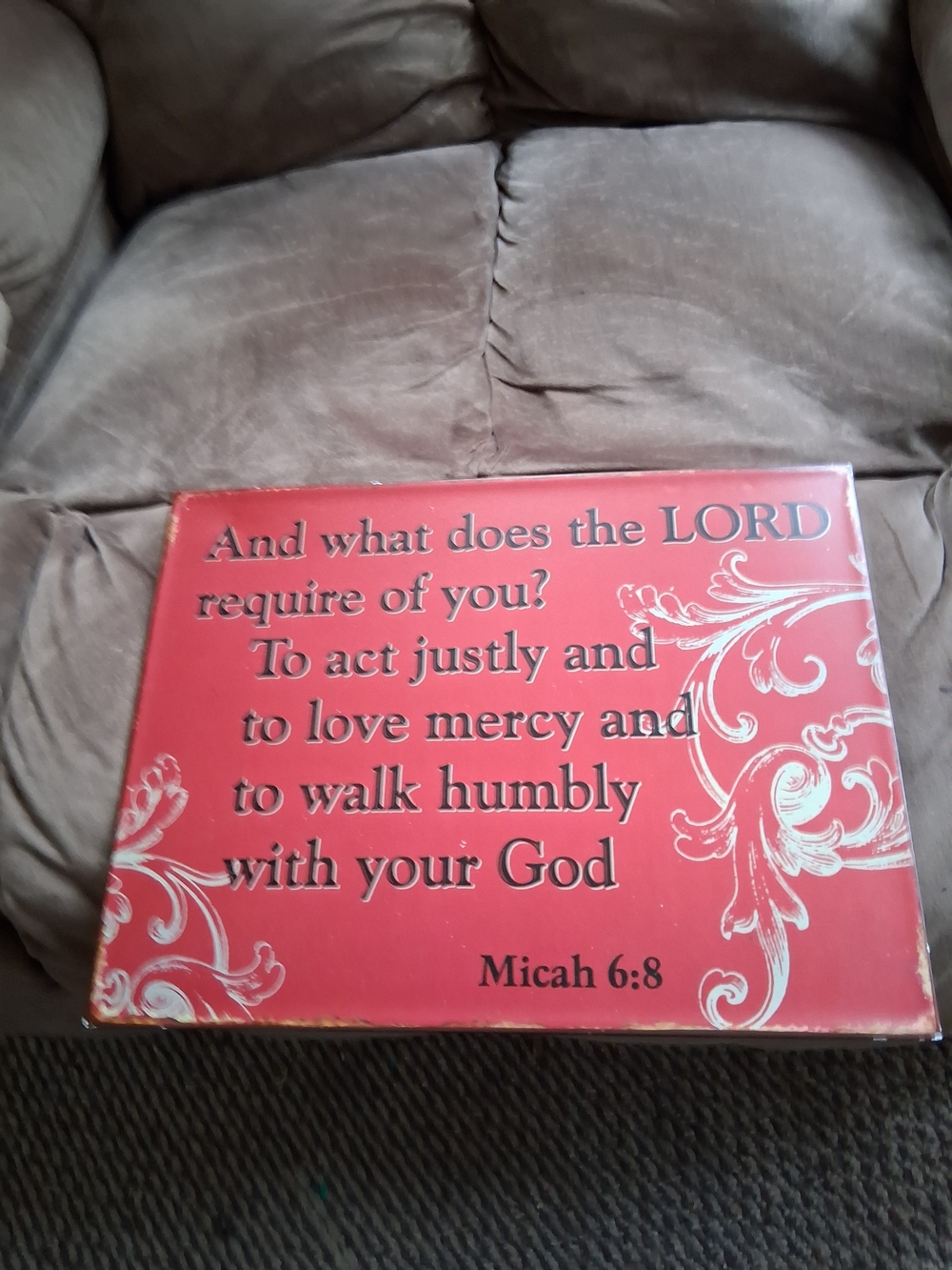 Metal Sign Inspirational Micah 6:8 Red Wall Sign - Religious Home Decor